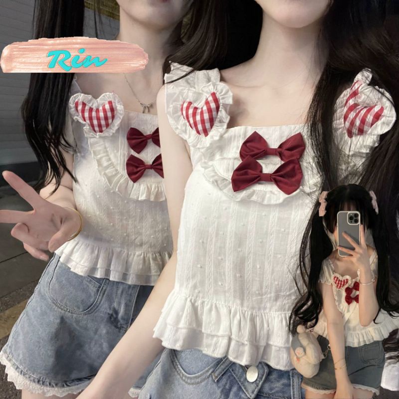 Áo ngắn tay mùa hè loli kèm quần short jean