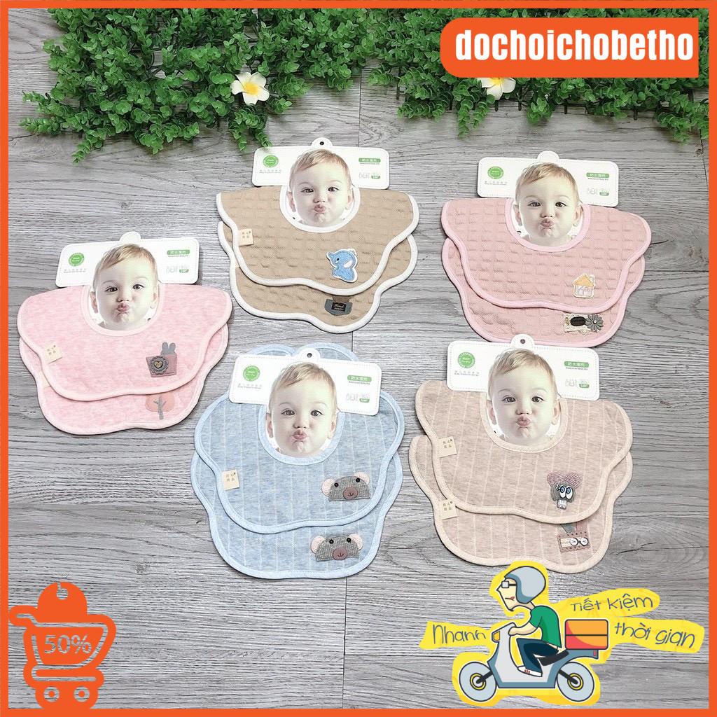 Yếm hoa tròn aden Hi Mom xoay 360 bo viền cho bé ăn dăm, yếm xoay tròn chống thấm