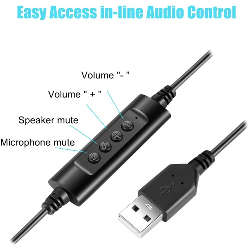 Tai Nghe Máy Tính USB Có Mic Chống Ồn Cho PC/Nhà Ở/Văn Phòng/Điện Thoại