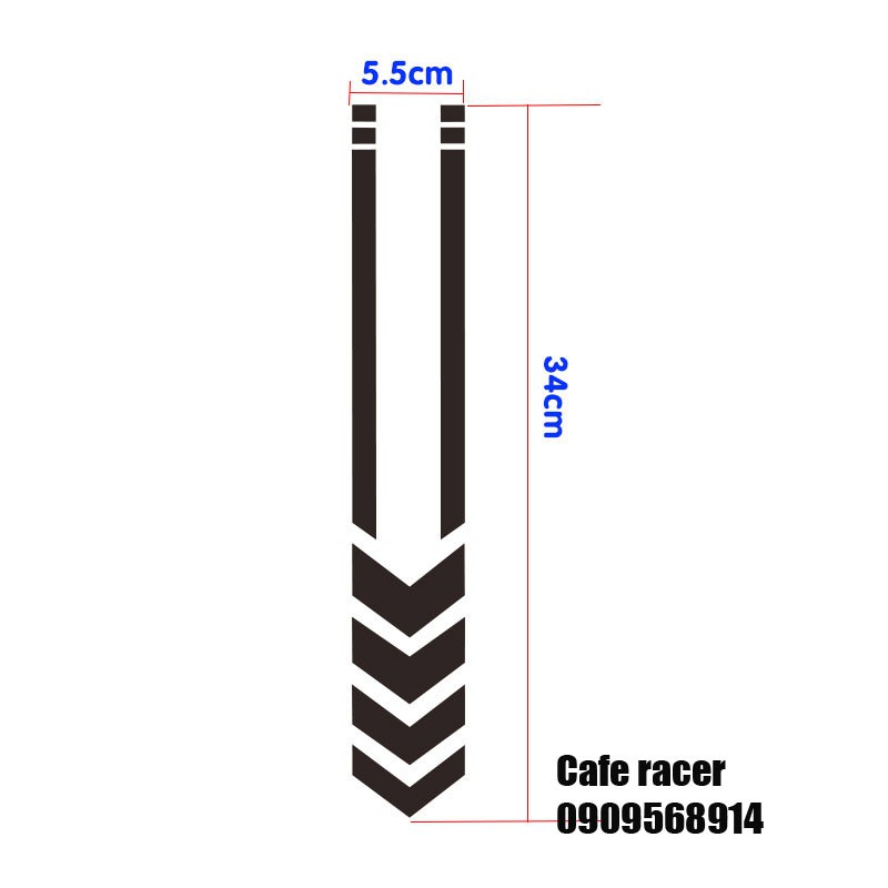 Tem dán dán dè chắn bùn trước xe máy mô tô mũi tên