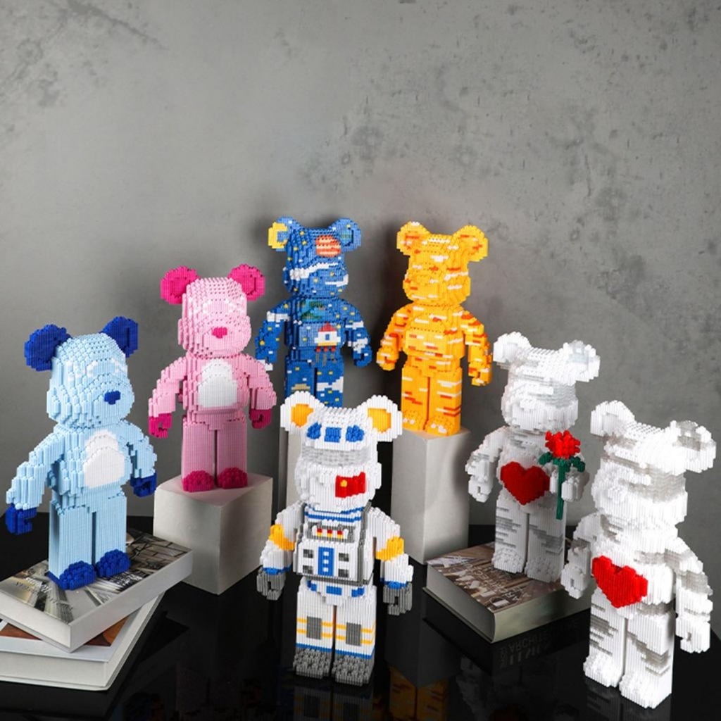 lắp ráp mô hình le go 3D Gấu Bearbrick cỡ lớn 36cm Hàng Đẹp bear brick dễ thương SIÊU HOT có ngăn kéo tặng kèm búa