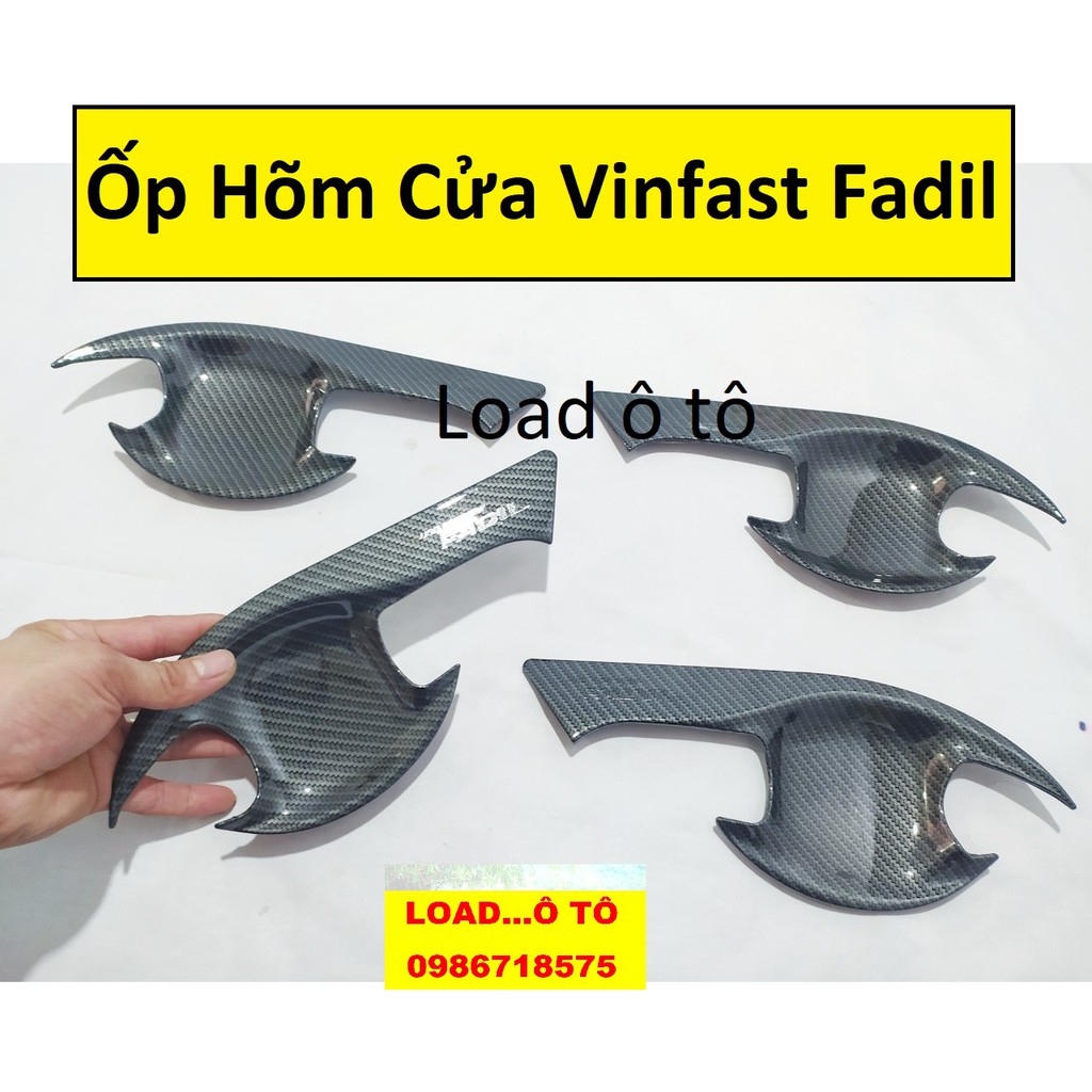 Ốp Tay, Hõm Cửa Vinfast Fadil 2022-2019 Vân Carbon Đen Cao Cấp, Có Sẵn Keo Dán 3M