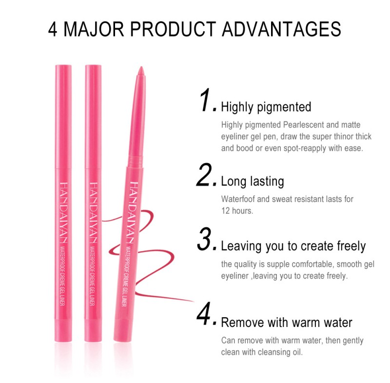 Bút kẻ mắt dạng gel Handaiyan chống thấm nước chống mồ hôi chống lem 20 màu sắc tùy chọn