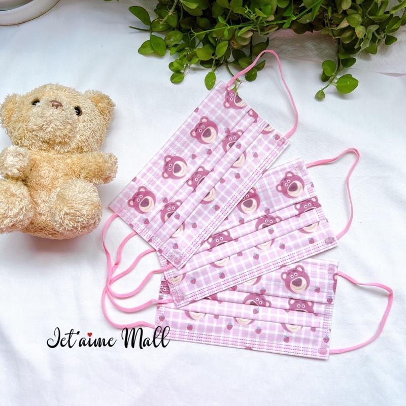 10 cái Khẩu trang kháng khuẩn in hình Gấu losto