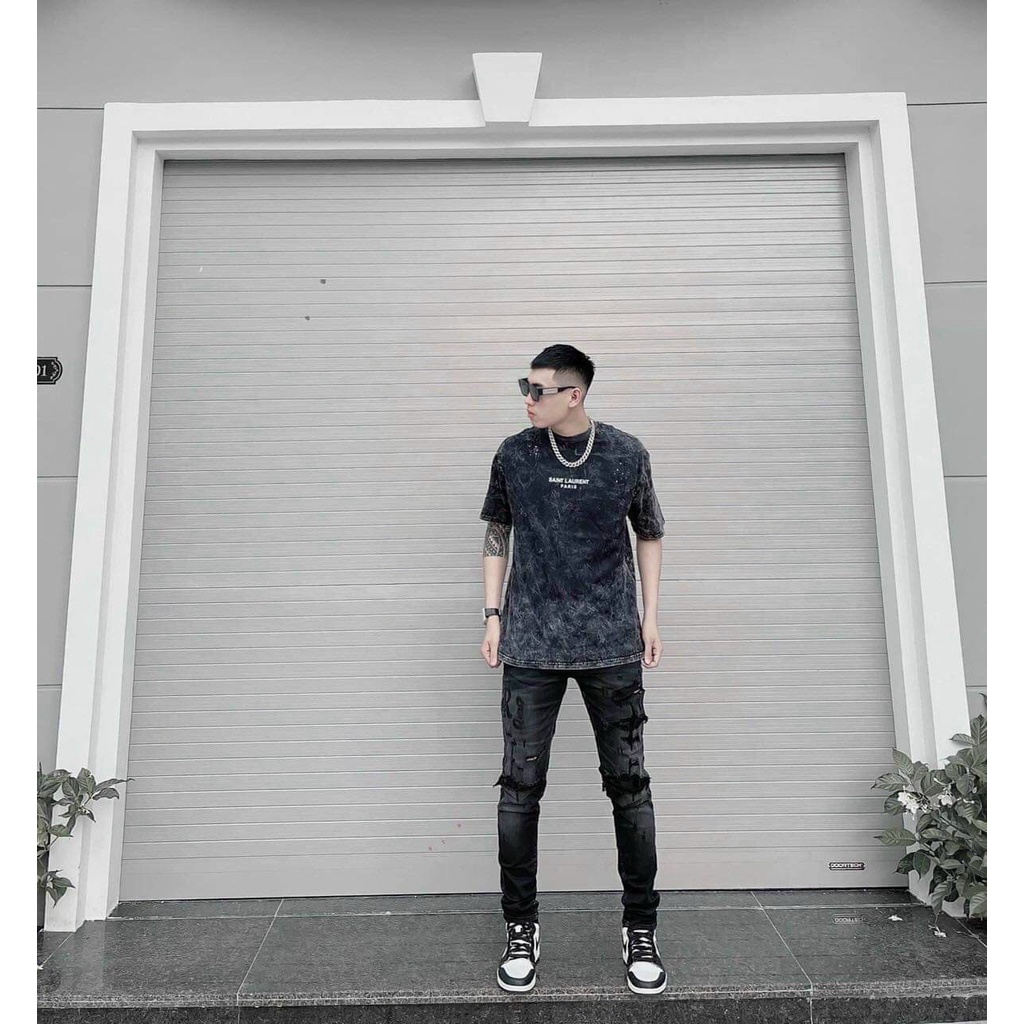 áo thun loang đen SAINT LAURENT PARIS hình thật có feedback ( nam nữ mặc đều được)