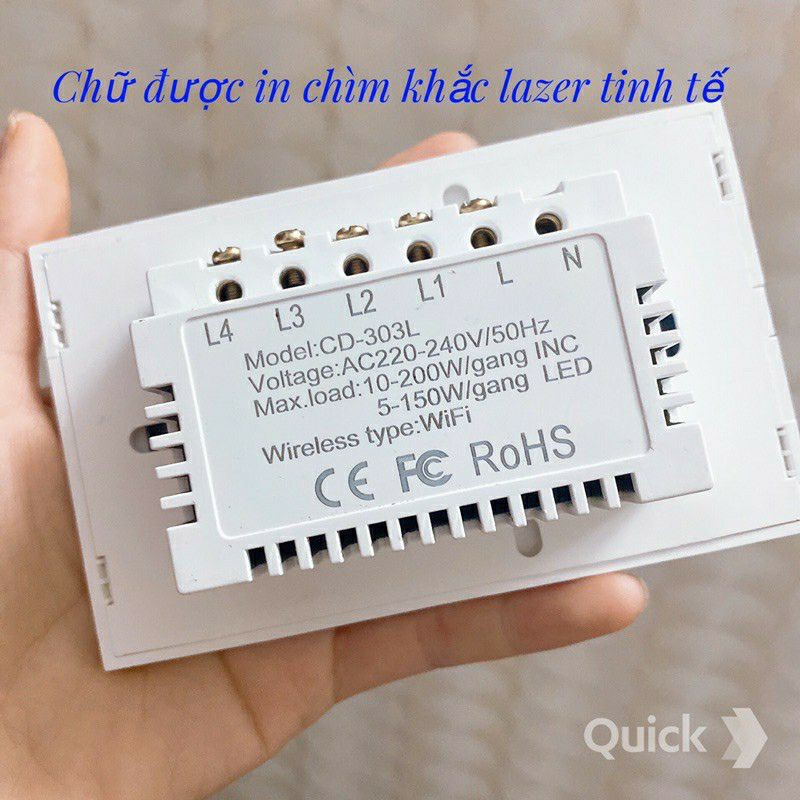 Công tắc đèn thông minh wifi Tuya Smart loại cao cấp loại không có dây N