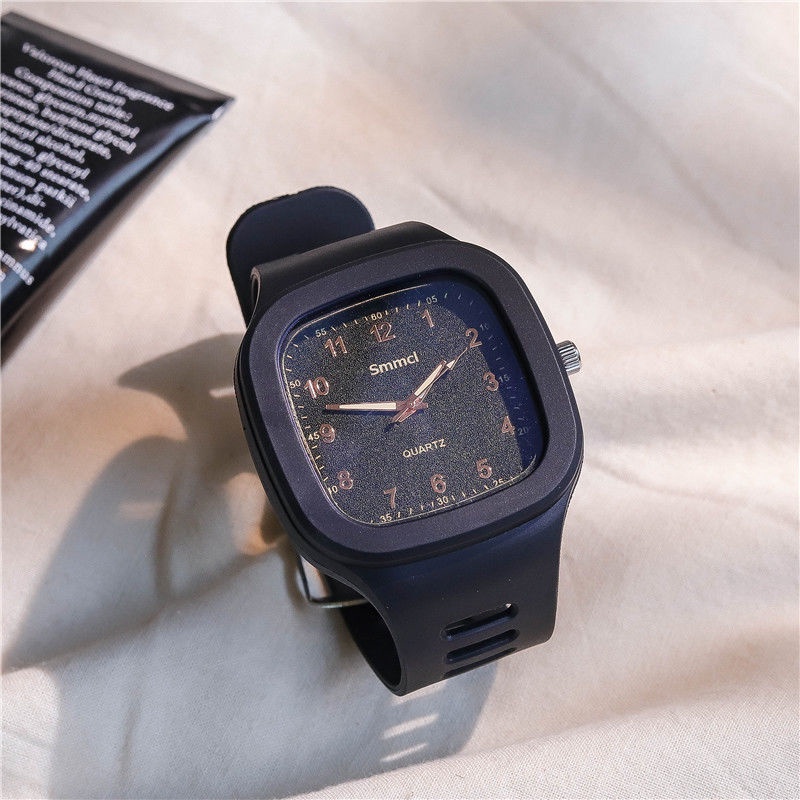 Đồng Hồ Đeo Tay Mặt Vuông Màu Xanh Bạc Hà Phong Cách Mới Cho Nữ Sinh