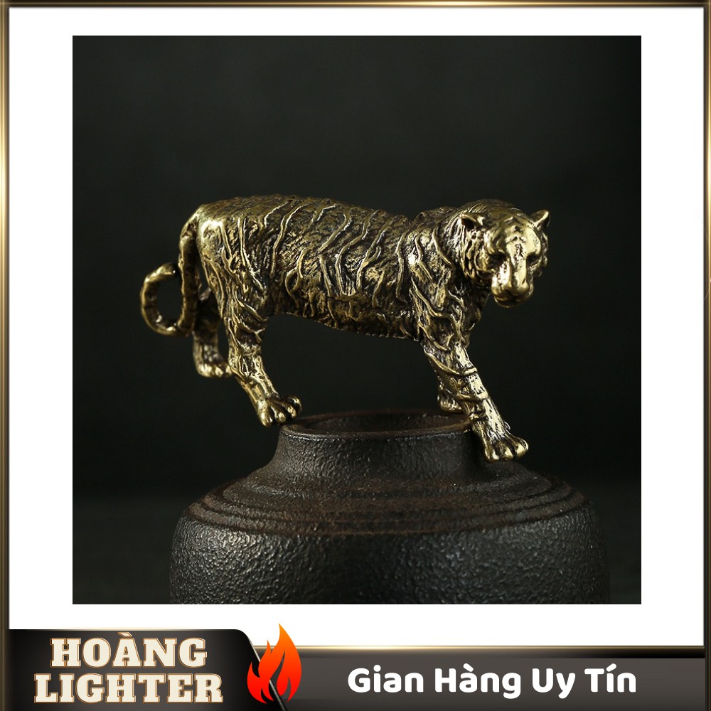 Tượng Đồng Phong Thủy Hình Con Hổ, Trang Trí Đem Lại May Mắn, Móc Khóa Mặt Dây Chuyền (Kích Thước: 6.5cm x 3.3cm)