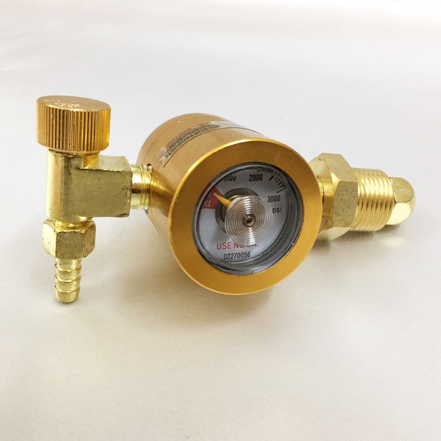 Đồng hồ tiết kiệm khí Argon 2001 ren ngoài giắc bắt bình khí bằng đồng