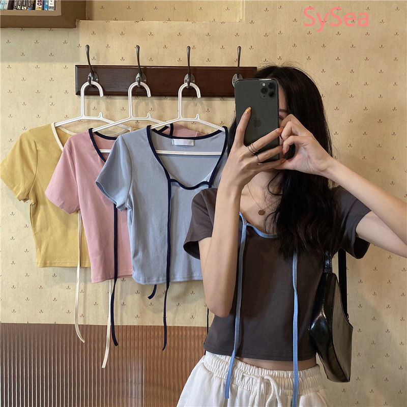 Áo Sơ Mi Croptop Ngắn Tay Thời Trang Mùa Hè Cho Học Sinh