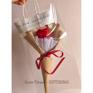 Bó hoa ốc quế 1 bông luạ cao cấp (Mẫu mới) - Tặng thiệp