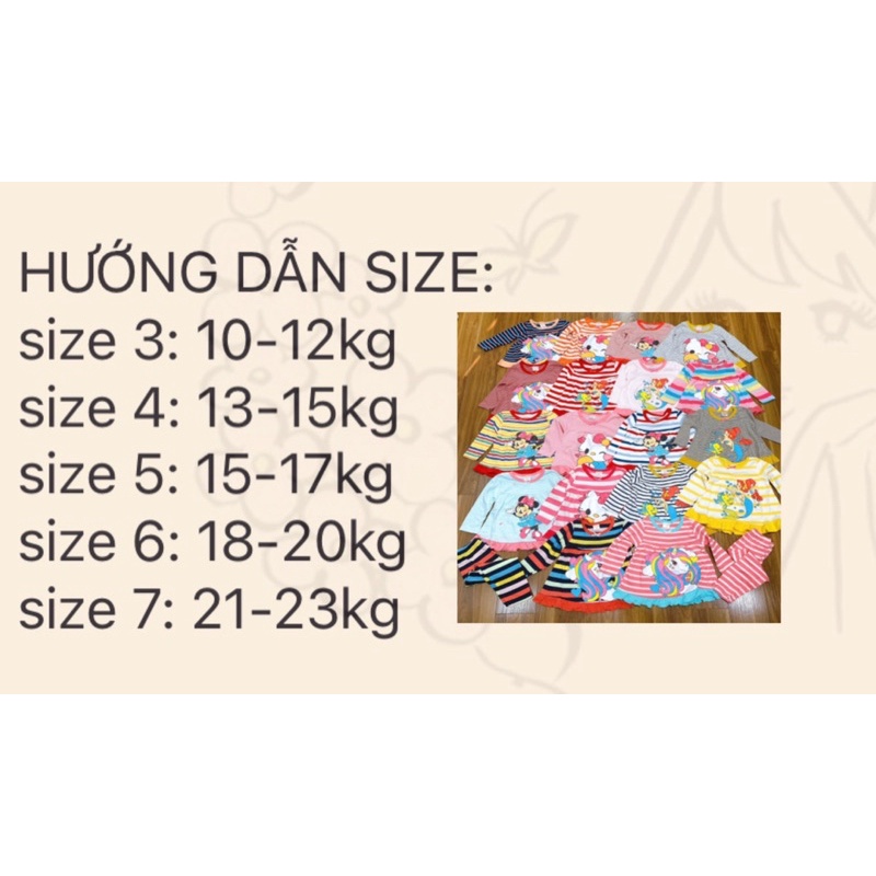 Bộ Kẻ Dài Tay Bé Gái Babydoll vải cotton borip xuất dư 10-23 kg in hình Pony Kitty - Quần áo thu đông Bé gái