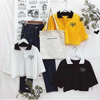Áo polo croptop thêu tim