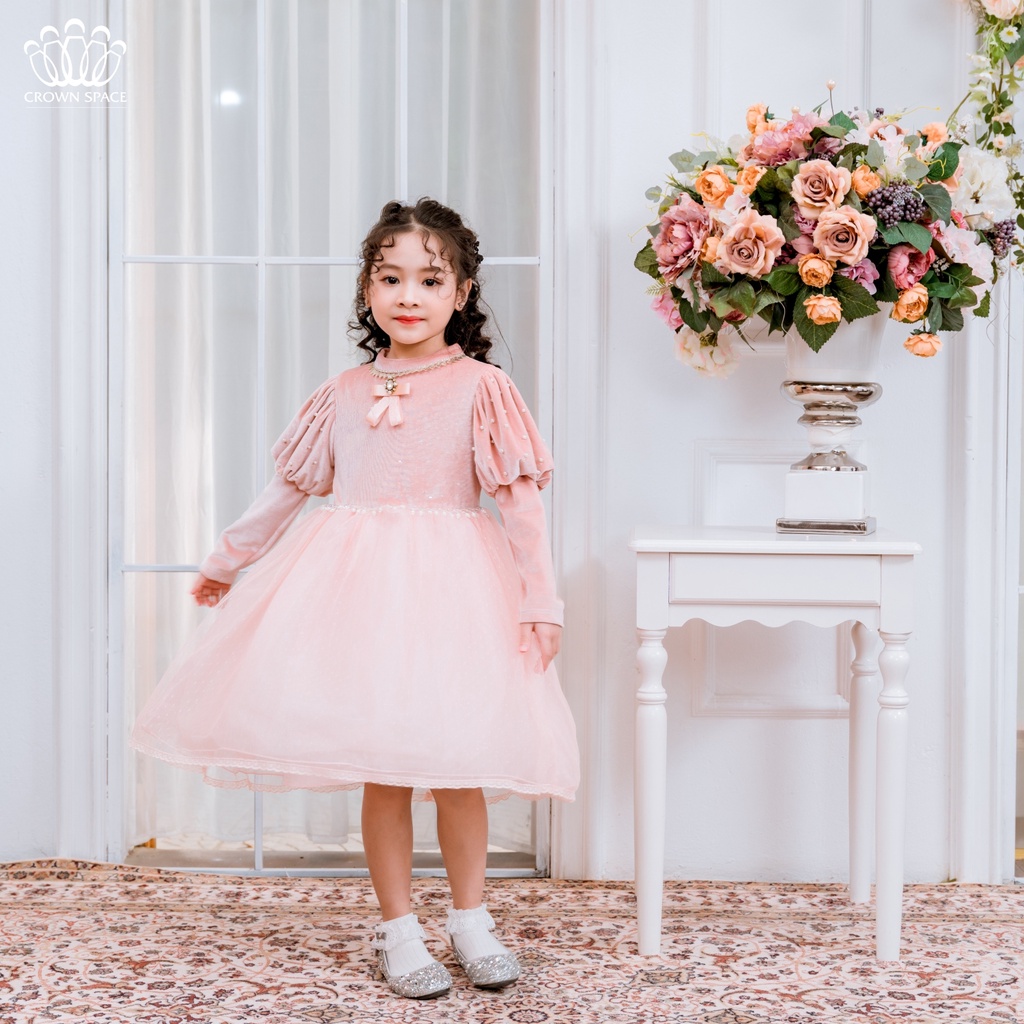 [PHIÊN BẢN CAO CẤP PREMIUM]  Váy Nhung Công Chúa Cho Bé Gái Crown Space Cao Cấp CKGL6811810 Size 12 - 28Kg