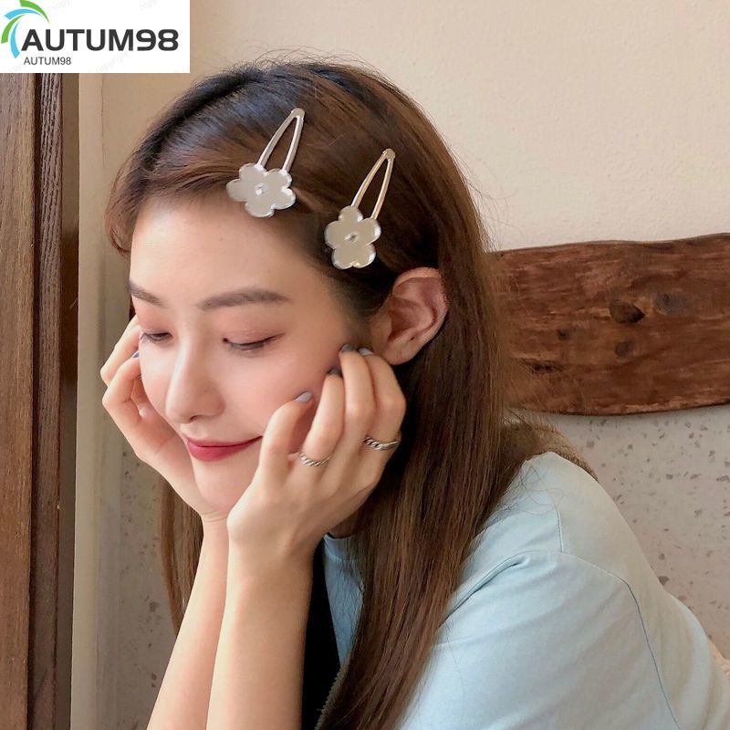 Autum98 Kẹp Tóc Kim Loại Hình Hoa Tráng Gương Phong Cách Hàn Quốc (B2-4-6)