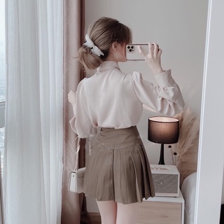 Áo sơ mi tiểu thư cổ nơ bèo minashouse
