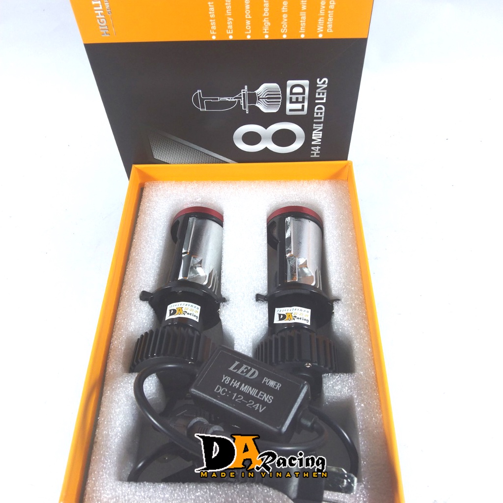 Đèn Pha LED Bi Cầu Mini H4 Y8 Công Xuất 37w/ĐỘ SÁNG 8000LUMEN Lắp Ô tô, Xe Máy bản nâng  cấp của Y6D