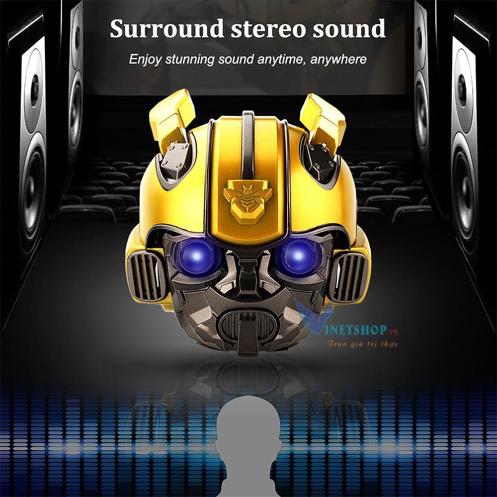 Loa Bluetooth Siêu Bass Bumblebee Transformer, Mắt Có Đèn Led Xanh, Thiết Kế Độc, Âm Thanh Hay Nghe Nhạc Trong