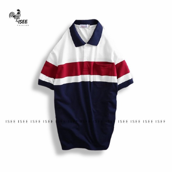 Áo thun nam Polo cổ bẻ sọc ngang có túi vải cotton mịn nhiều màu ,chuẩn form, cao cấp