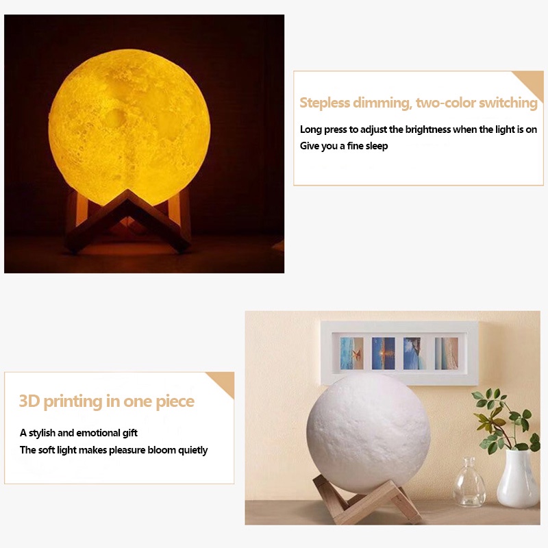 Đèn LED Hình Mặt Trăng 3D Độc Đáo