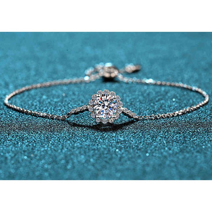 Vòng đeo tay hoa mặt trời thời trang S925 Vòng đeo tay kim cương carbon cao cho phụ nữ