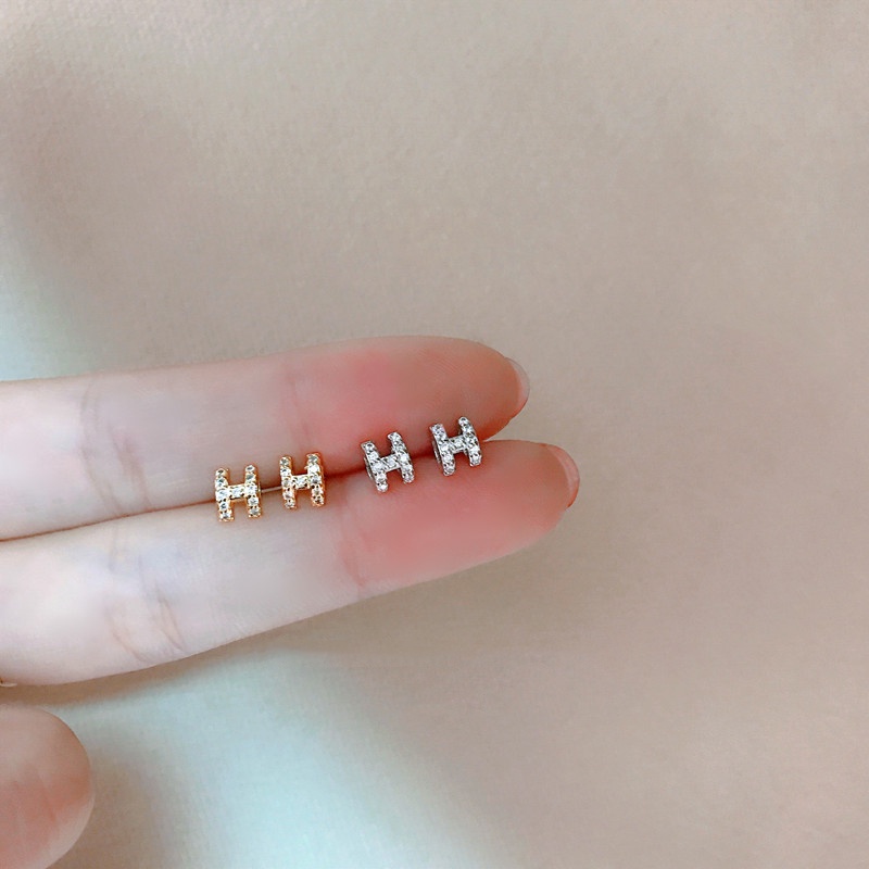 Hoa tai chữ H đính đá thời trang dành cho nữ