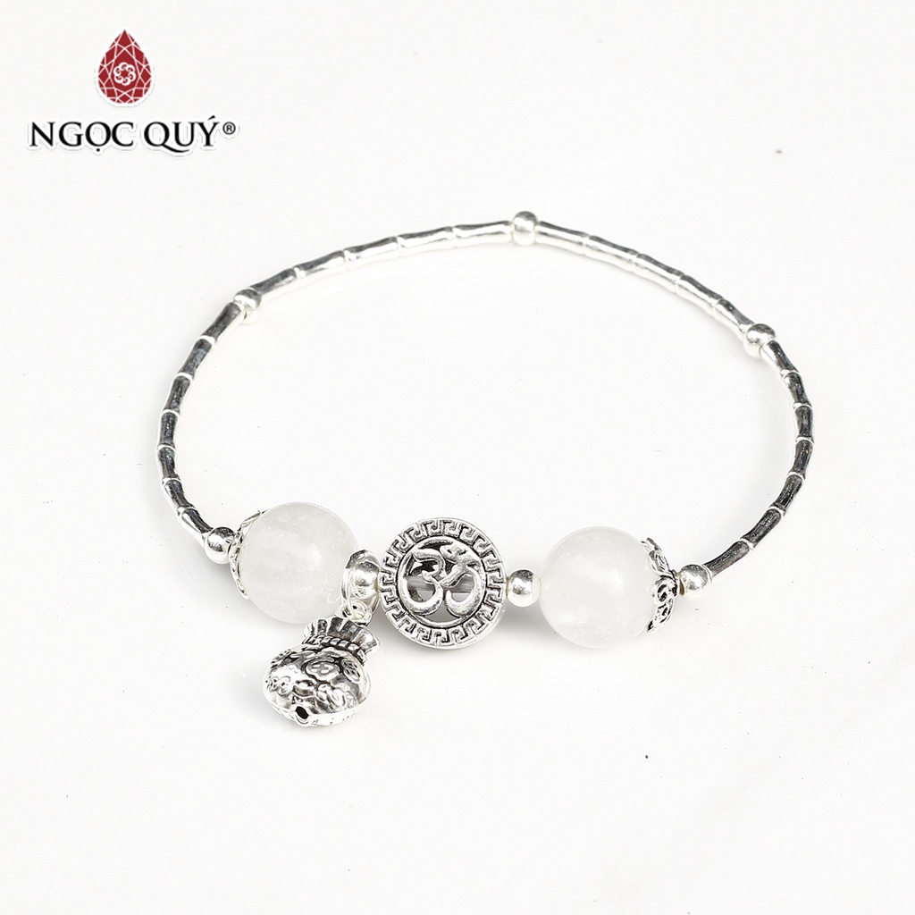 Vòng bạc phối đá thiên nhiên charm túi tiền - Ngọc Quý