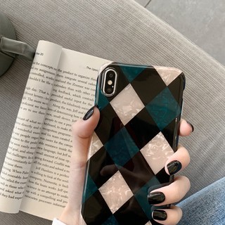 Ốp lưng Iphone vân đá gạch men(Xanh Đen)