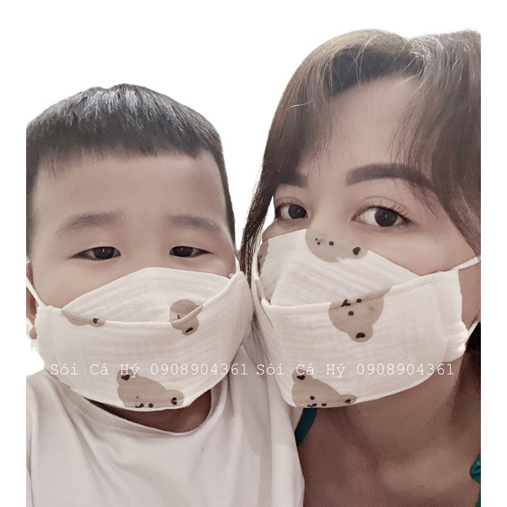 Khẩu Trang Vải Linen 3D Cotton 3 Lớp cho mẹ