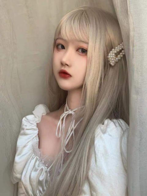 Tóc giả cả đầu ❤FREESHIP❤ Tóc giả nguyên đầu thẳng vàng tây, 7007