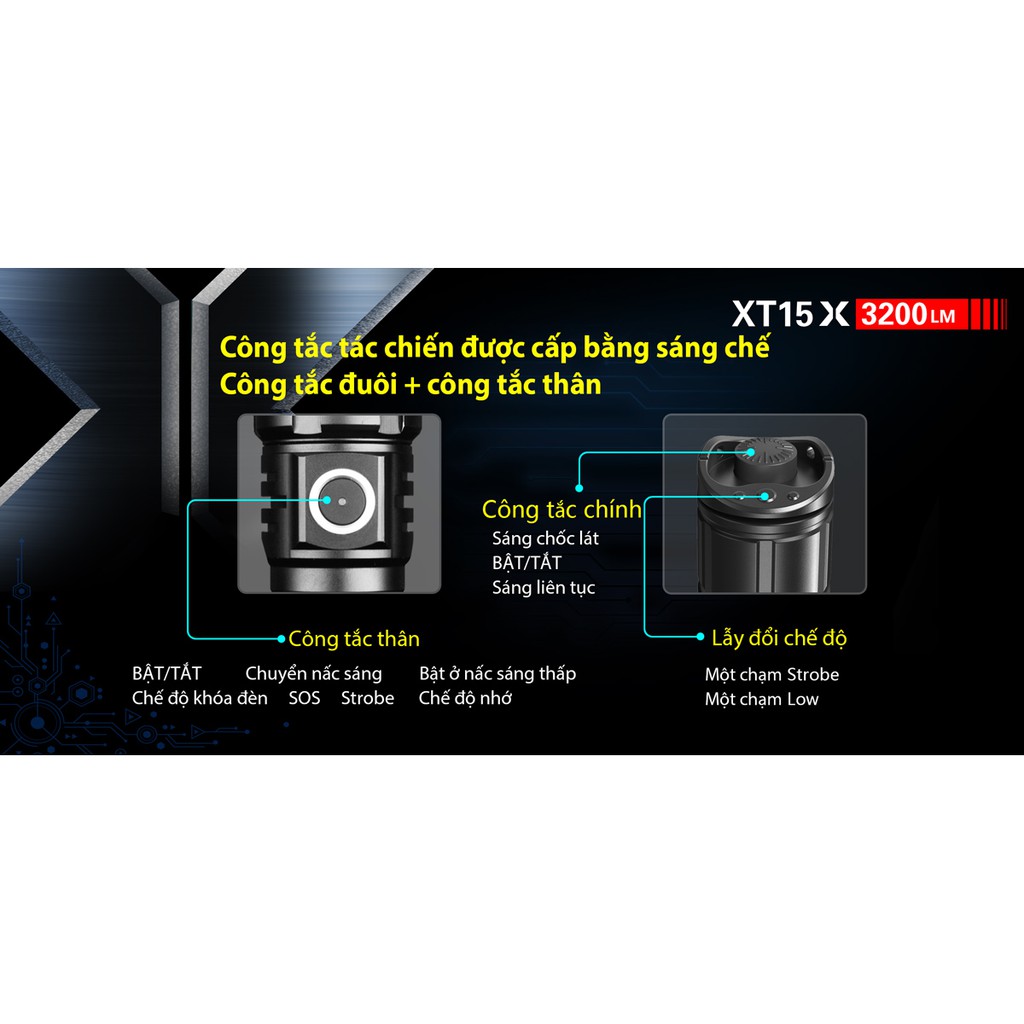 [ĐÈN PIN SIÊU SÁNG]  KLARUS XT15X Đèn pin chuyên dụng sáng 3200lm chiếu xa 283m Pin 18650 sạc Micro USB BH 5 năm