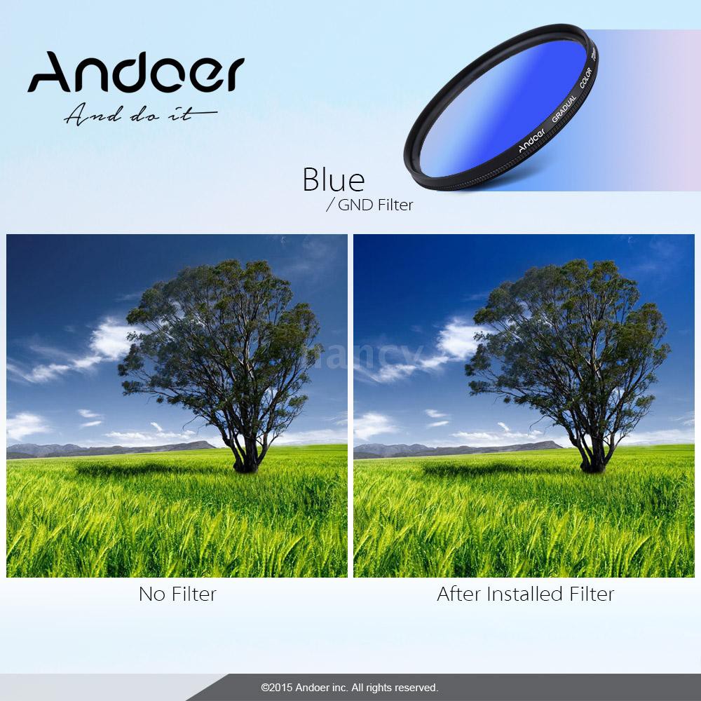 Bộ kính lọc Andoer 55mm GND4(0.6) phân độ màu xám/xanh dương/cam/đỏ tiện dụng