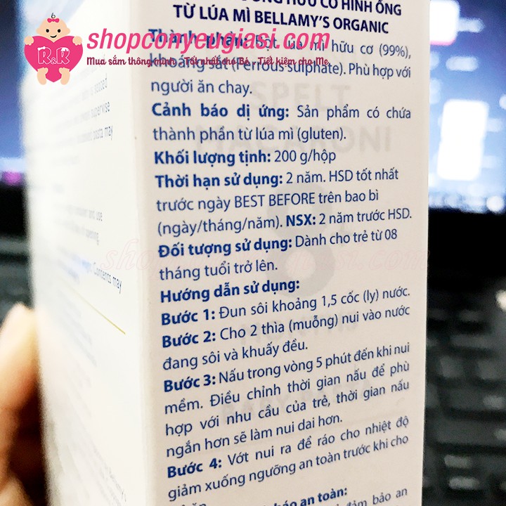 Nui Dinh Dưỡng Hữu Cơ Bellamy's Organic 200g - Cho Bé Từ 8 Tháng Trở Lên - Date11/2021