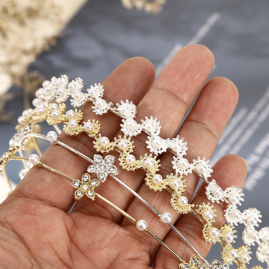 Băng Đô Cài Tóc Đính Đá Và Ngọc Trai Nhân Tạo Thời Trang