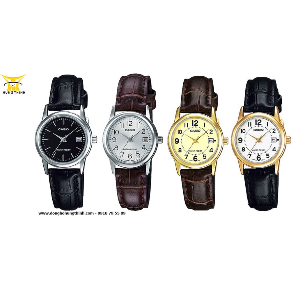 Đồng Hồ Nữ Dây Da CASIO LTP-V002L-1AUDF, 7B2UDF, LTP-V002GL-7BUDF, 9UDF