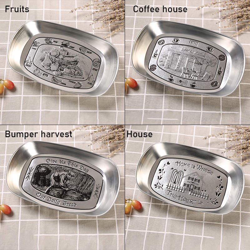 Đĩa Kim Loại Mạ Thiếc Đựng Trái Cây Khô Bánh Kẹo Phong Cách vintage