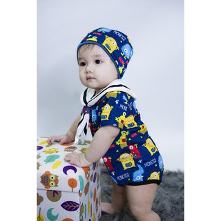 Bộ Bodysuit Hải Quân Rơi Monster Cho Bé - Mihababy - BDSTNHAIQUAN_ROIMONSTER