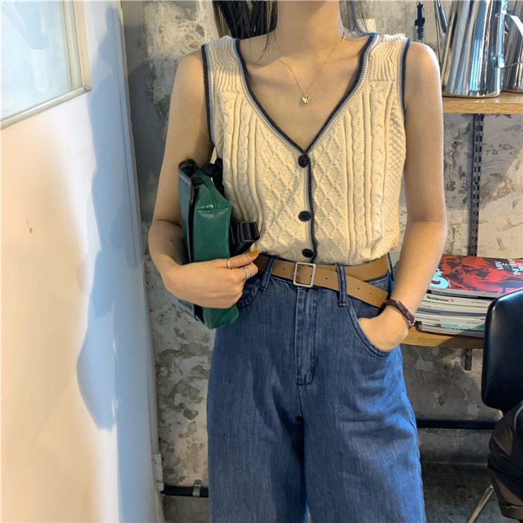 Áo Khoác Vest Dệt Kim Dáng Rộng Kiểu Hàn Quốc Thời Trang Mùa Xuân 2021 Cho Nữ | BigBuy360 - bigbuy360.vn