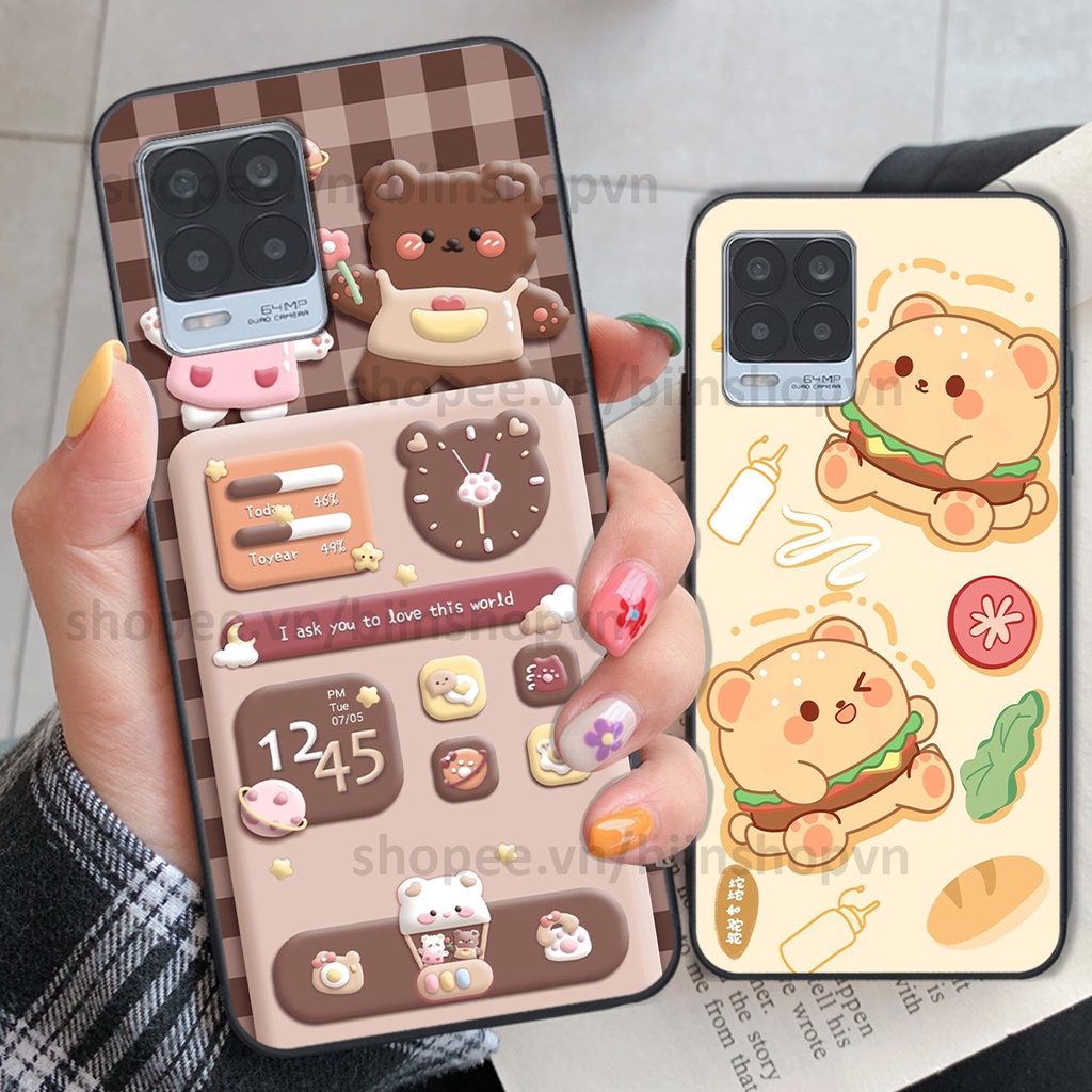 Ốp Realme 8 in hình gấu chocolate kẹo ngọt siêu đẹp siêu xinh