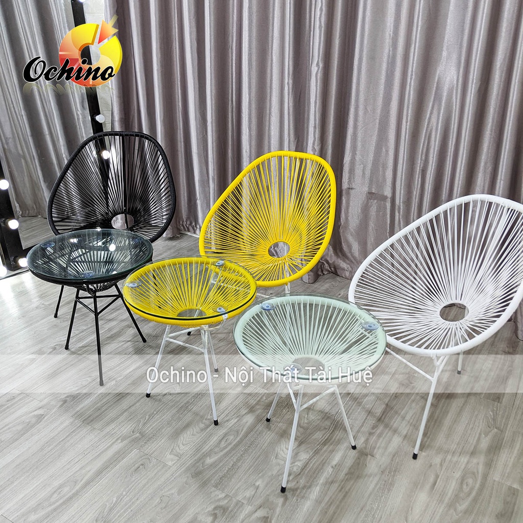 Bộ Bàn Ghế Ban Công Ngoài Trời Chất Liệu Nhựa Mây, Khung Sắt Sơn Điện thích hợp ngồi Đọc Sách, Uống Cafe