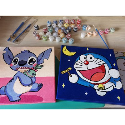 Tranh sơn dầu số hóa size mini cho bé(tranh đã căng sẵn khung 20*20)