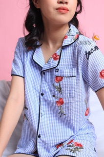 [SALE] Pijama sooc Thái thô thêu hoa