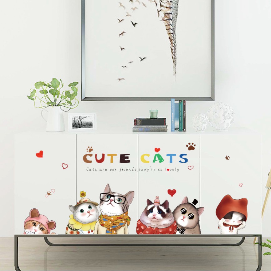 Decal dán tường Những chú mèo tinh nghịch đáng yêu
