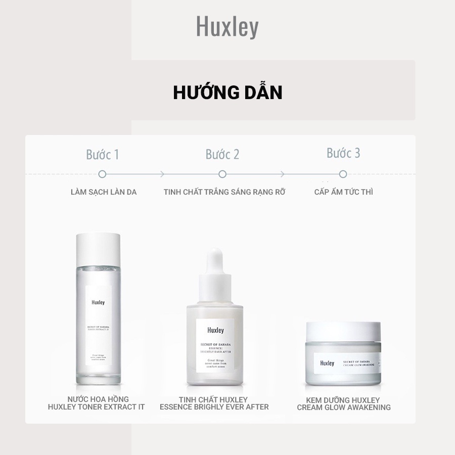 Bộ 3 Món Dưỡng Trắng Sáng HUXLEY Brightening Care Trio Set