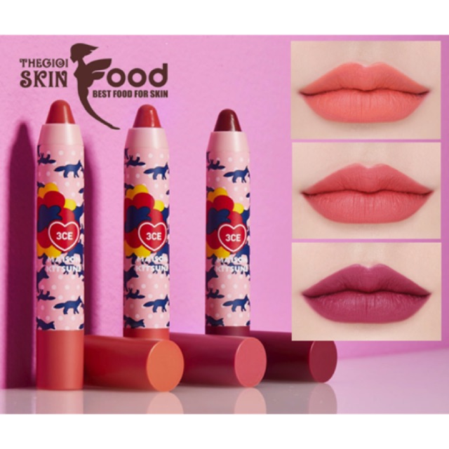 Son Bút Chì 3CE Maison Kitsune Velvet Lip Crayon