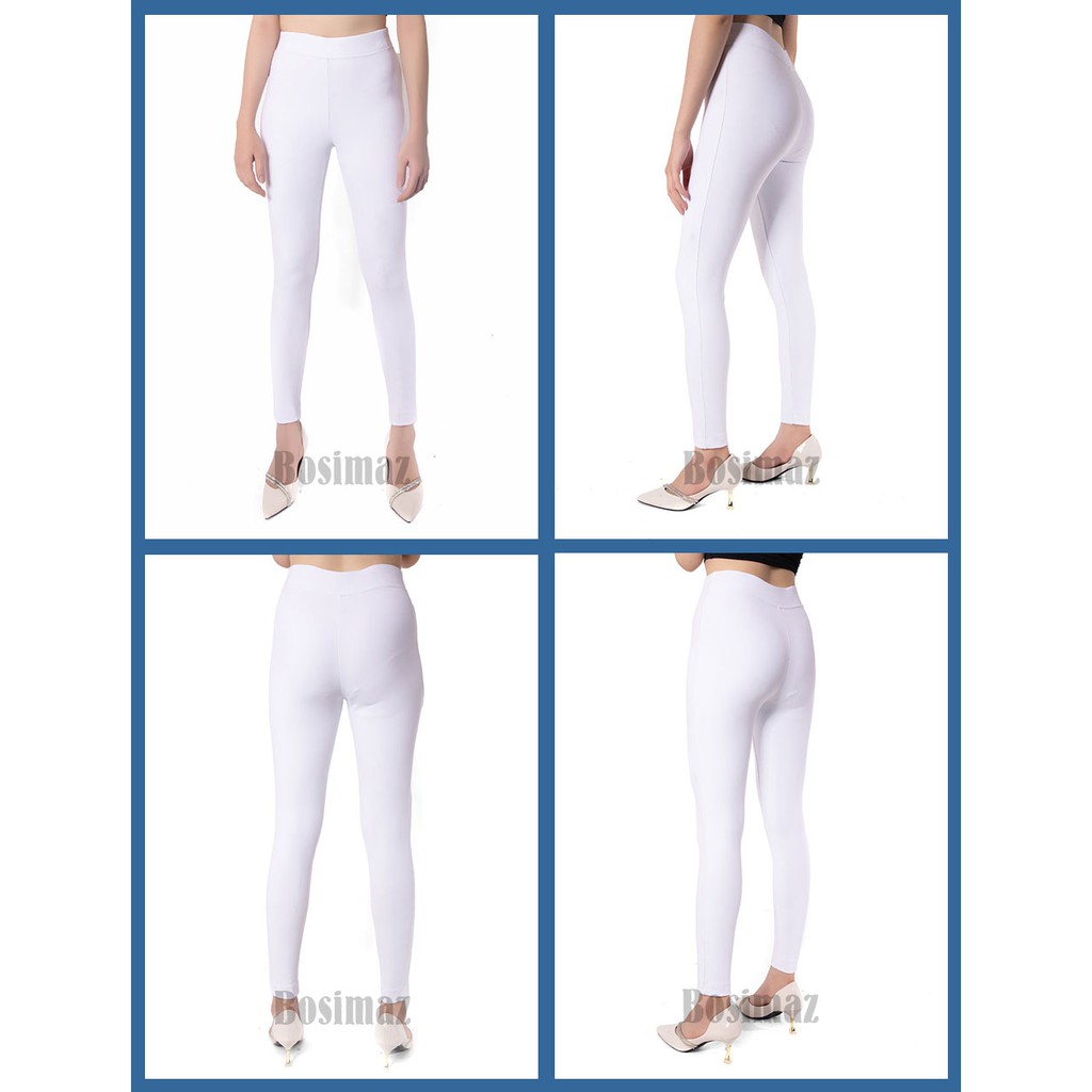 Quần Legging Nữ Bosimaz MS012 dài không túi màu trắng cao cấp, thun co giãn 4 chiều, vải đẹp dày, thoáng mát.