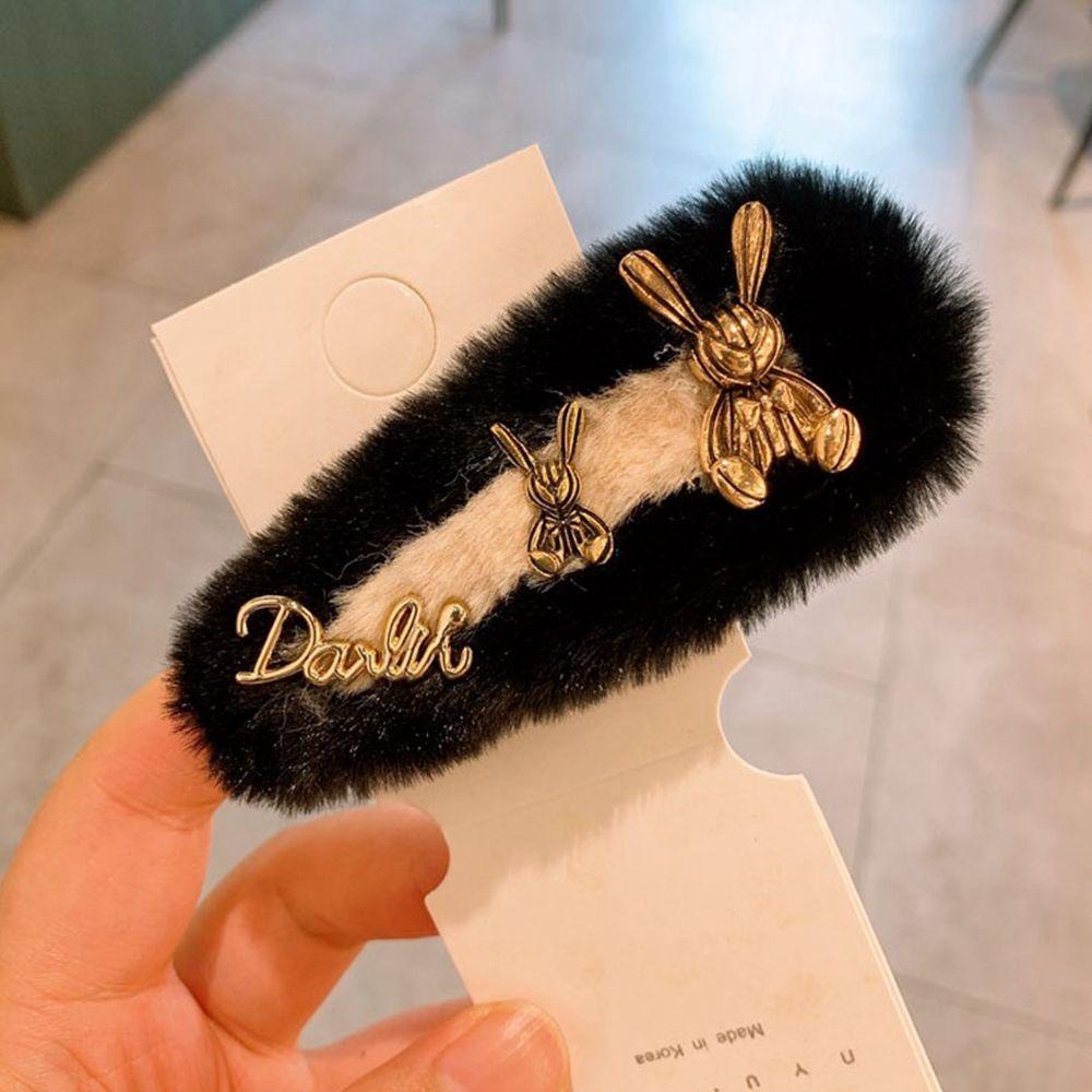 Kẹp Tóc Vải Lông Xù Hình Chữ Nhỏ Xinh Xắn WMES15H Phong Cách Hàn Quốc