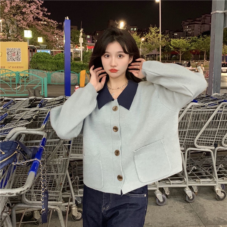 Áo Khoác Cardigan Dệt Kim Dáng Ngắn Thời Trang Thu Đông Phong Cách Retro Mới Cho Nữ