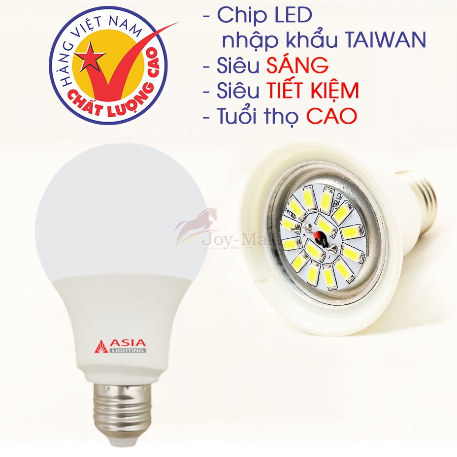 Bóng đèn LED ASIA 3W đến 12W tiết kiệm điện (Hàng Việt Nam chất lượng cao) Bóng bup tròn ánh sáng trắng cck1
