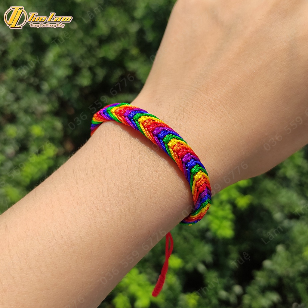 Vòng chỉ đeo tay nút thắt chỉ lục sắc cho các bạn cộng đồng LGBT - Tuệ Lâm